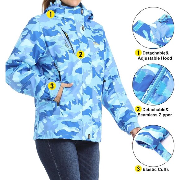Women's Blue Como Winter Coats Snow Ski Jacket Waterproof Winter Jacket - Picture 5 of 6